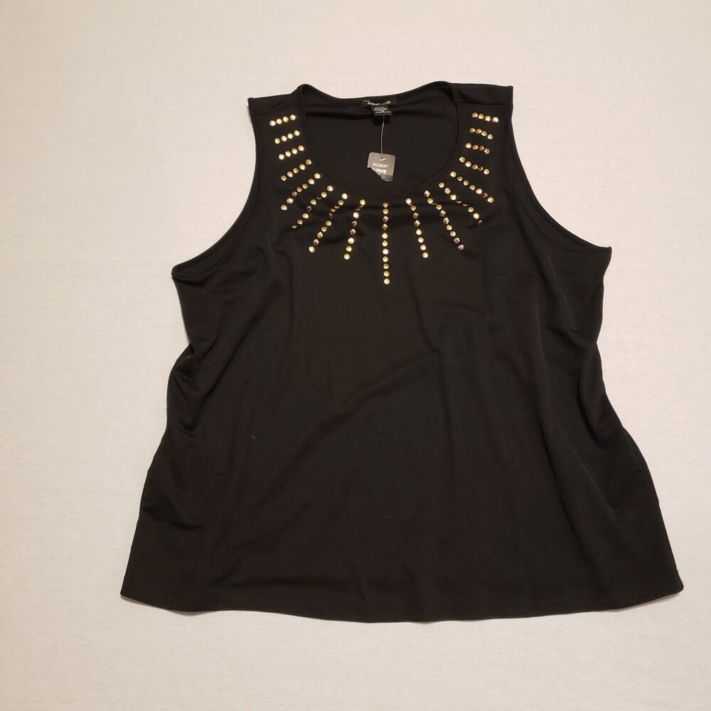 NWT Robert Louis Black Sleeveless Women's Tank Blouse Plus Sz 3X